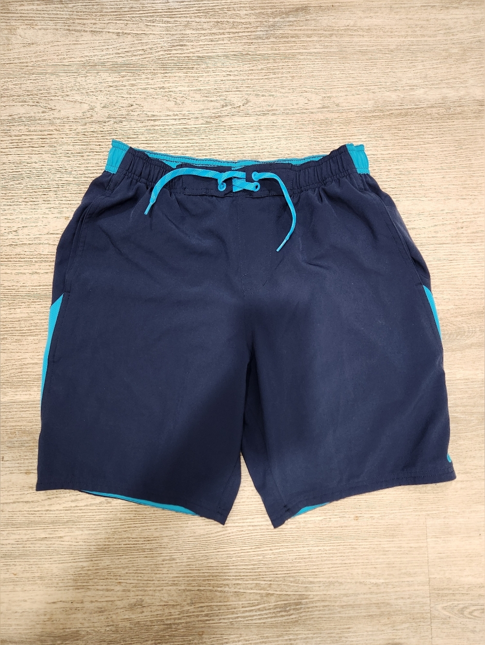 Nike Navy Shorts with Light Blue Drawstring and Liner